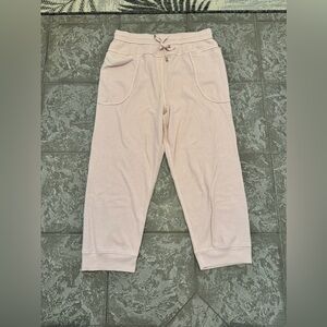 Free People Women's Pink Sweatpants Waffle Lounge with Pockets Medium 25" Inseam